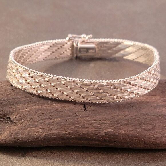 Milor Italy Sterling Silver Riccio Woven Link Bracelet - Picture 2 of 8